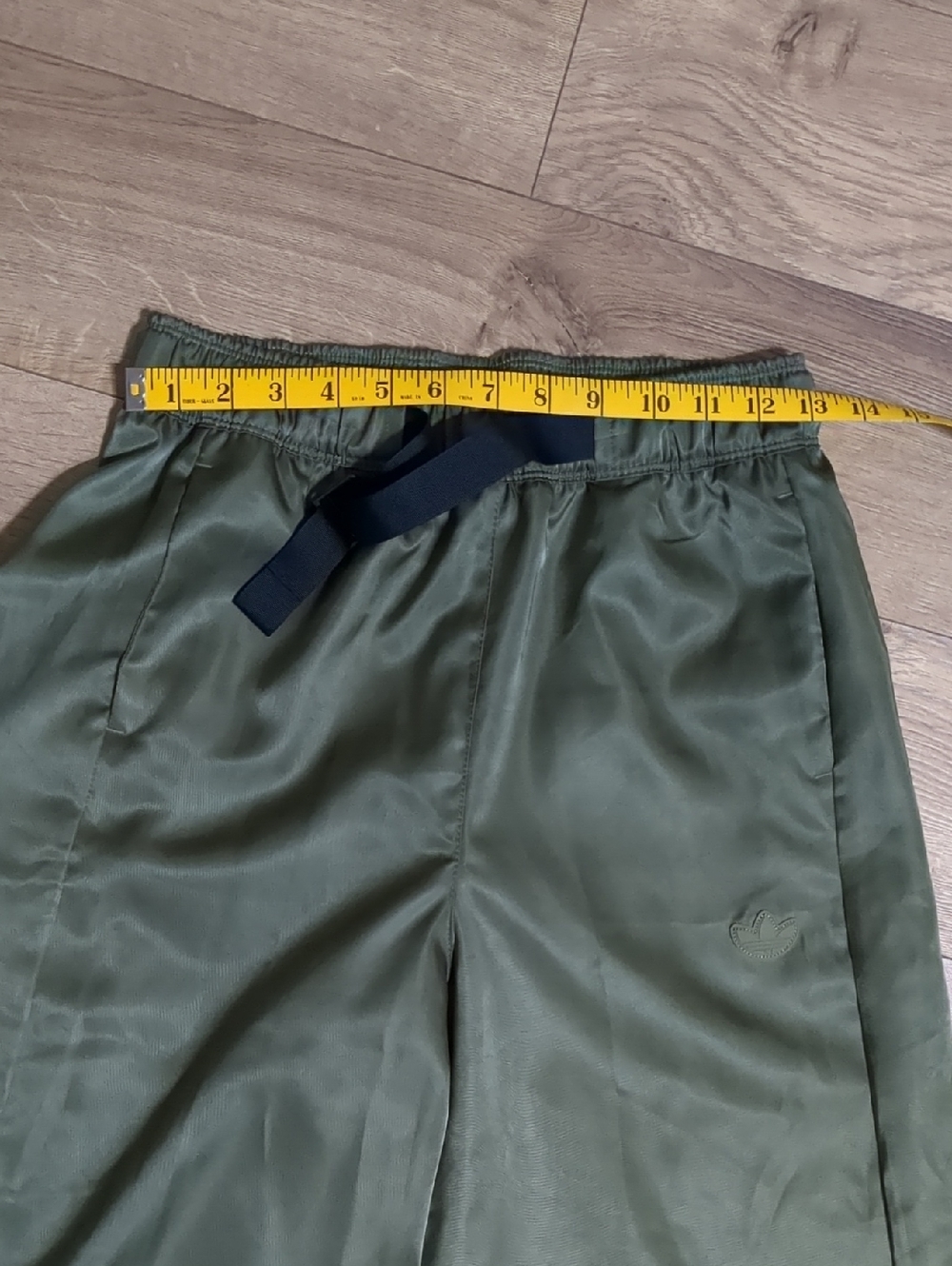 Adidas Wide Leg Satin Pants Focus Olive Loose Fit Bottoms Size Small - Picture 8 of 13